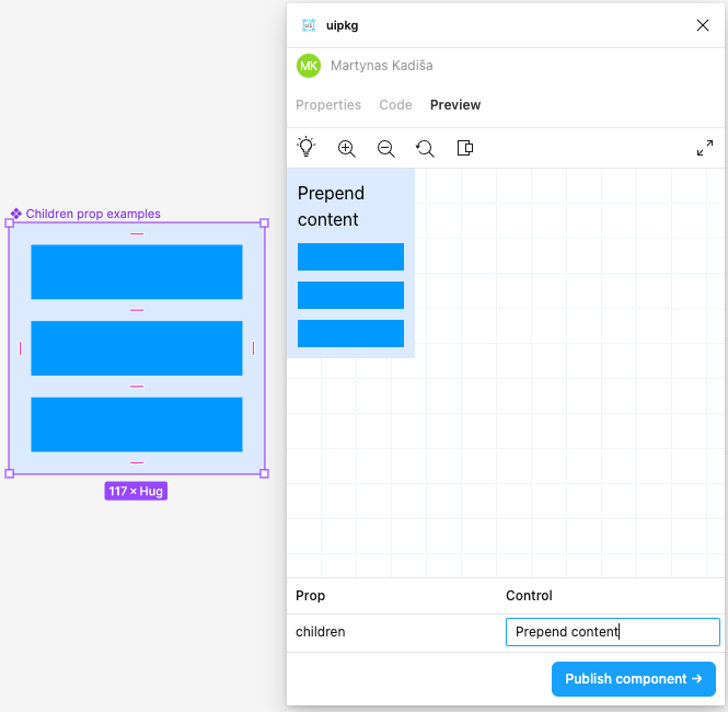 Prepend children preview